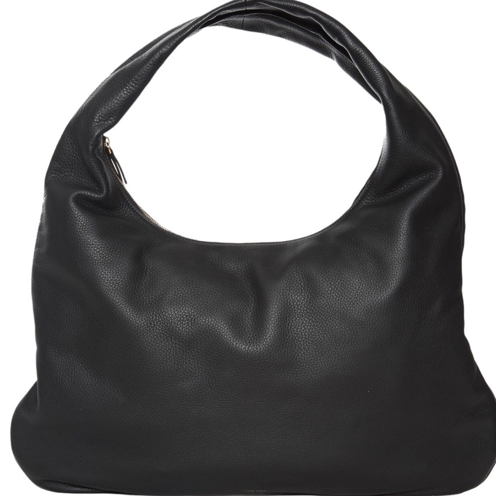 The Row Black Pebbled Leather Slouch Shoulder Bag
